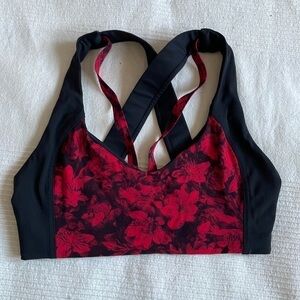 RED floral luluemon bra sweat times bra size 6